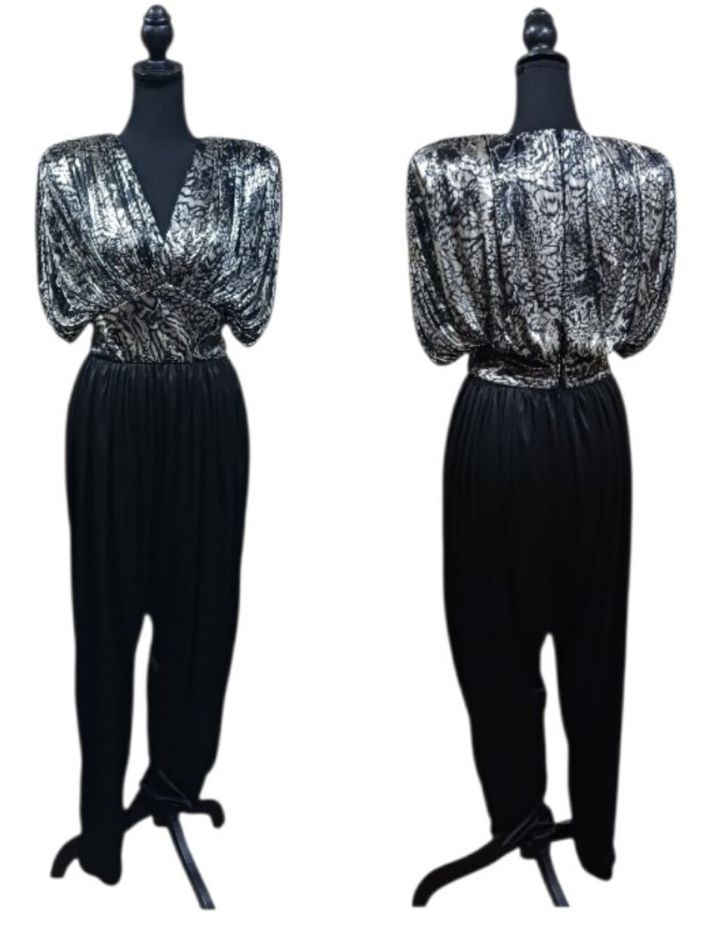 Vintage 80s Susan Roselli Vijack Harem Pant Lame Jumpsuit